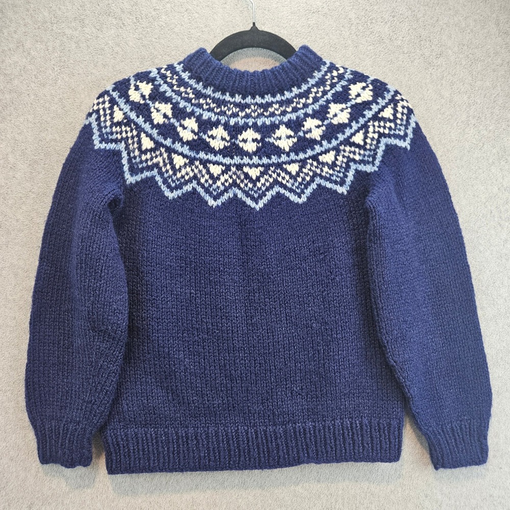 UNBRANDED Sweater Kids XL Blue Fair Isle Knit Winter Warm Pullover Nordic Style